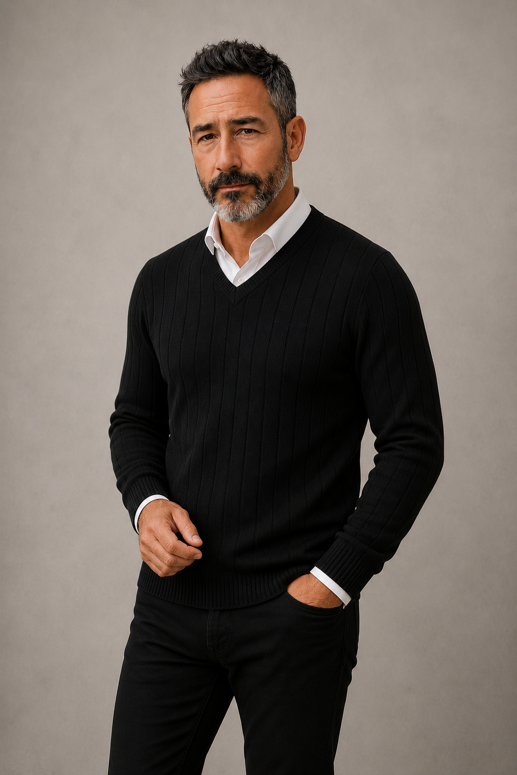 9493 Black V Neck Jumper - Tradewinds By Ansett