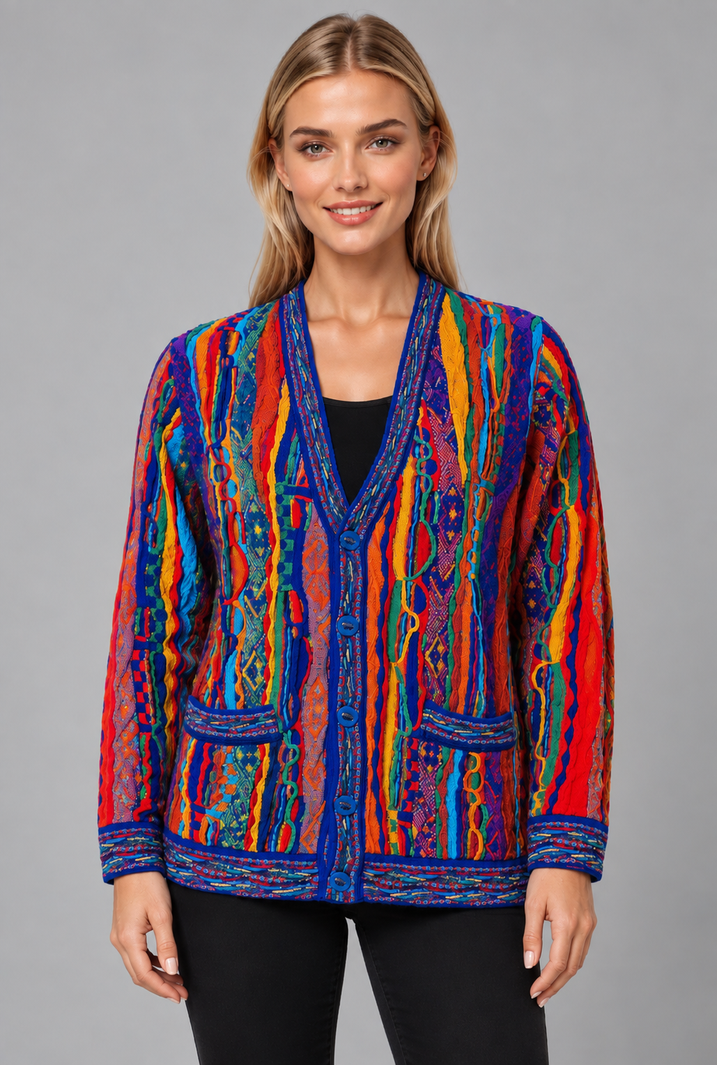 Kanga - Bright V Cardigan Merino Wool 3D Geccu Knitwear