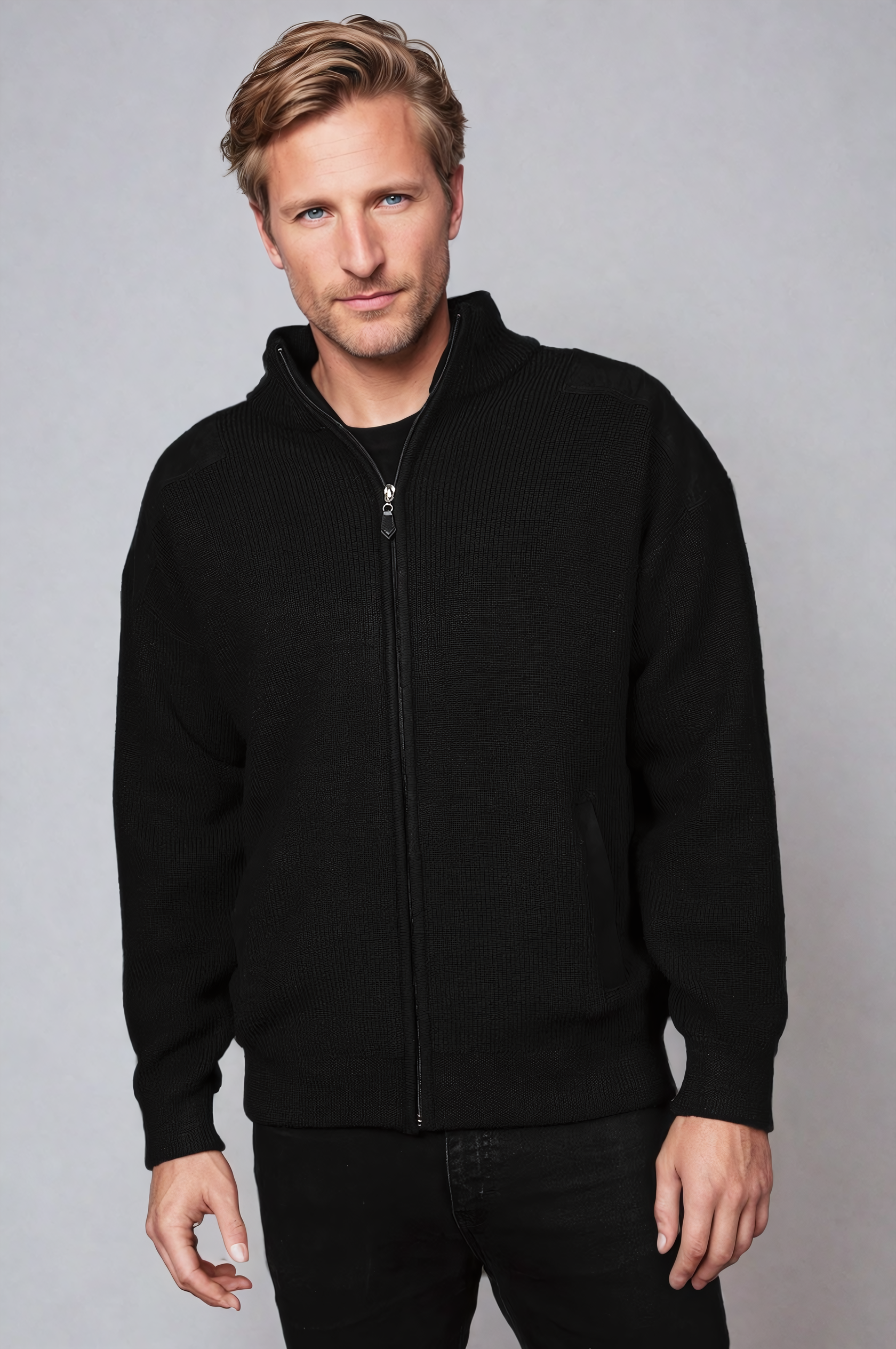 Ansett Wool Zip Jacket with elbow and shoulder patches