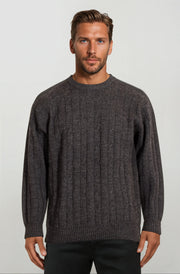 Charcoal Cable Crew Neck Jumper Ansett Plain Knitwear