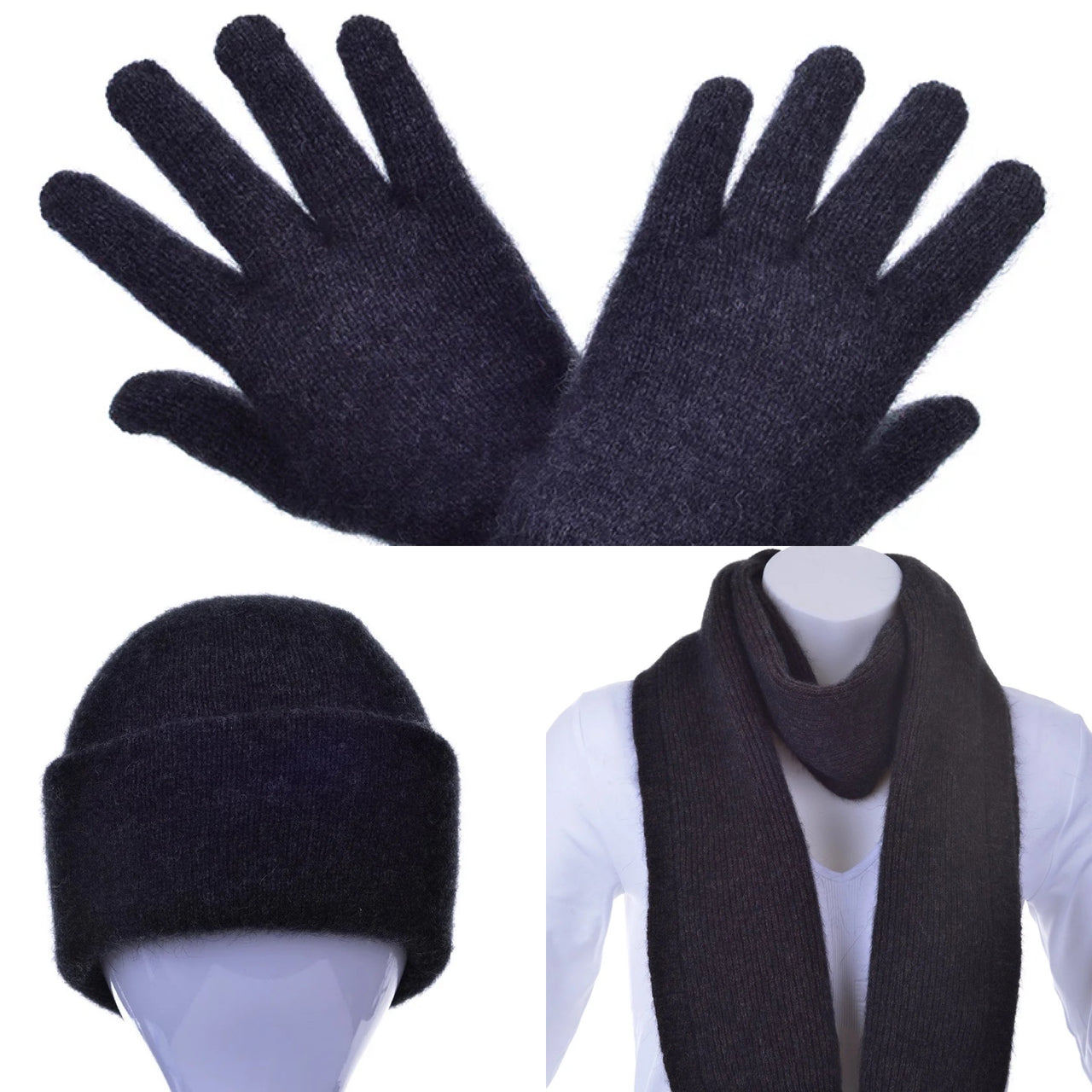 Possum Merino Beanie, Glove & Scarf Set - Charcoal
