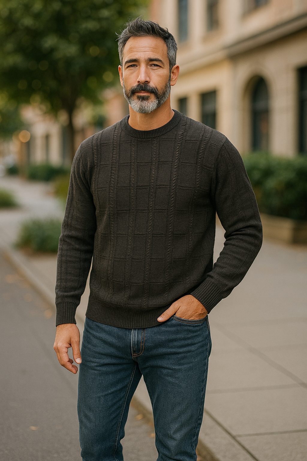 9212 Charcoal Grey Cable Crew Neck Jumper - Tradewinds By Ansett
