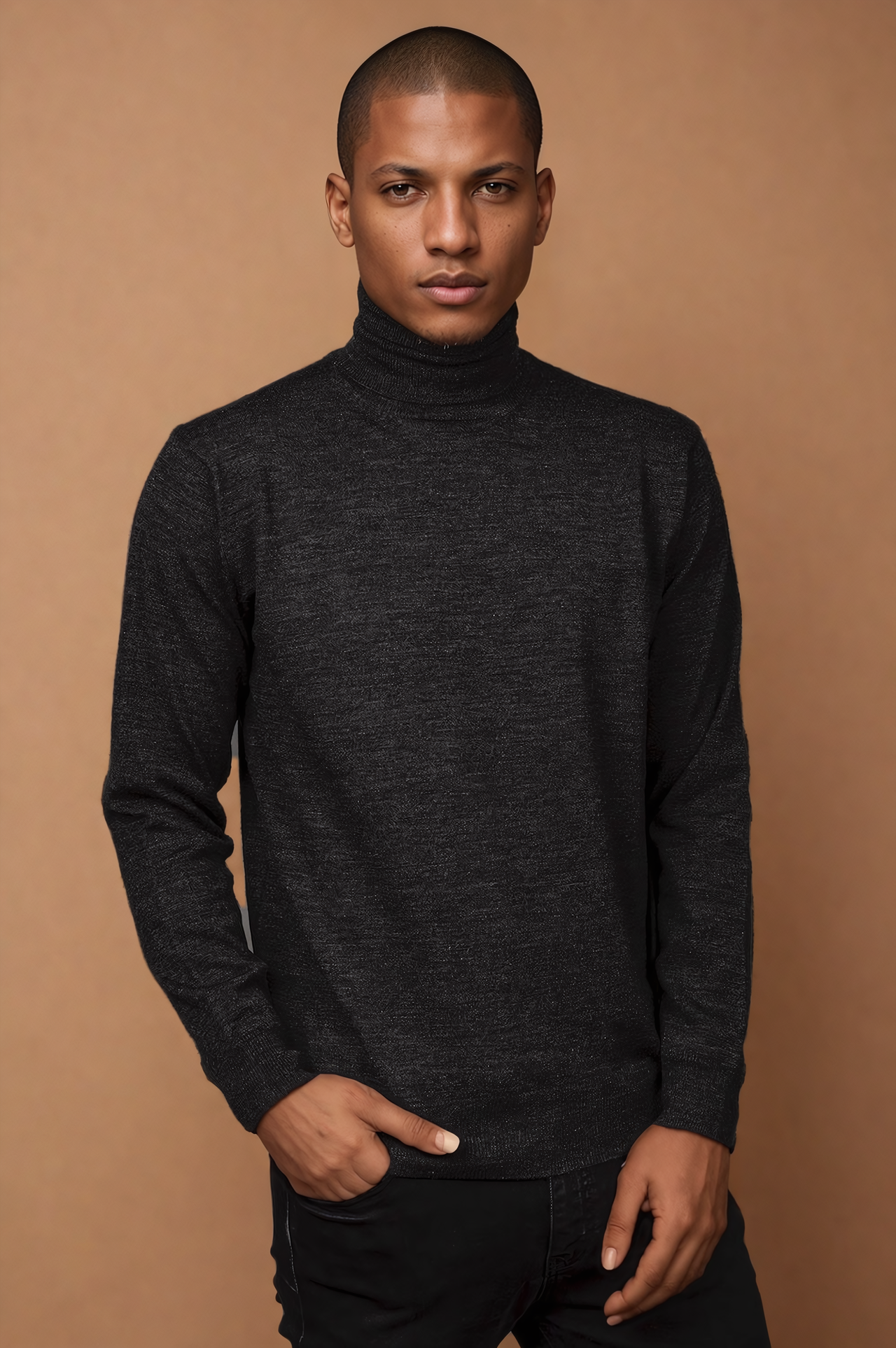 Charcoal Fine Weight Merino Wool Skivvy