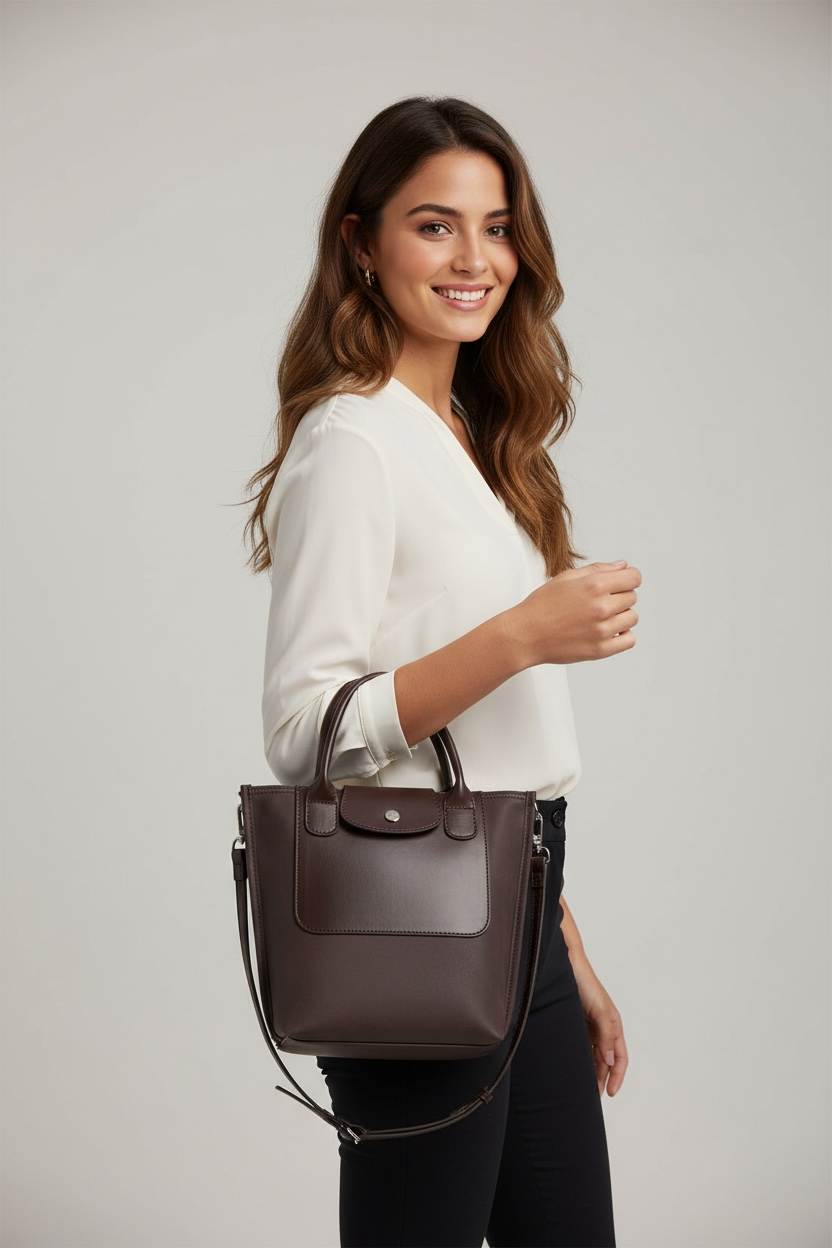 Pia Chocolate Vegan Suede Bucket Bag