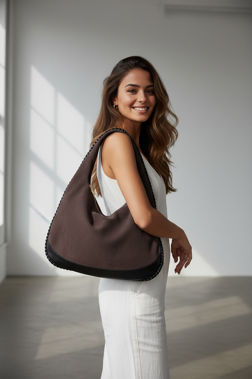 Marcella Chocolate Vegan Suede Tote Bag