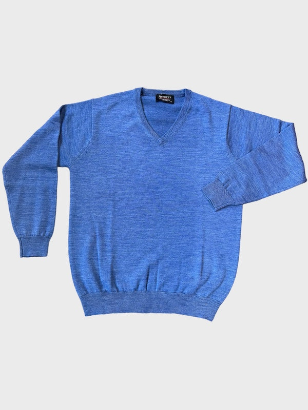 Ansett Wool Cobalt Blue Machine Washable V Neck Jumper (XL Only)