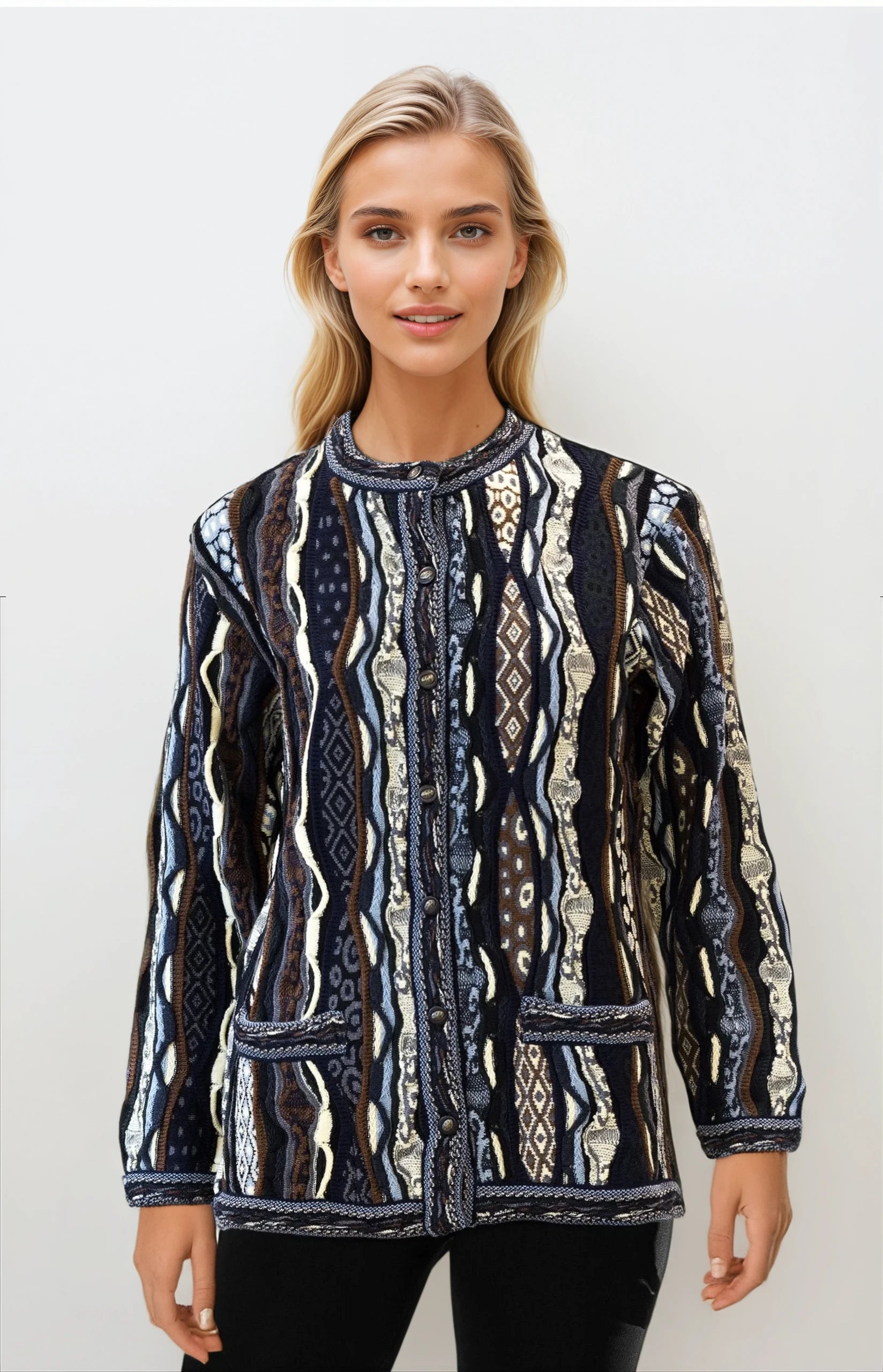 Force - Earth Ladies Long Cardigan Geccu 3D Multi Colour