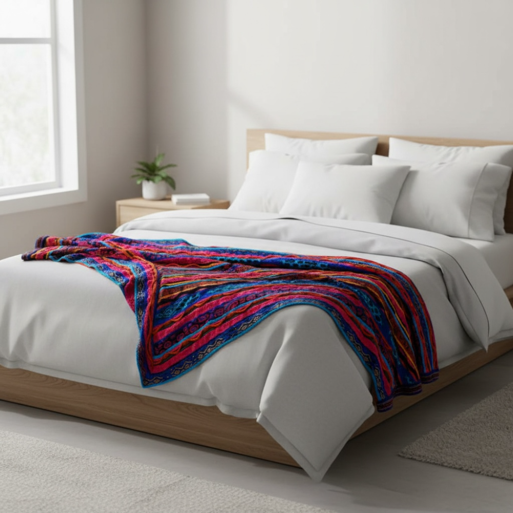 Bright Force Blanket Throw Merino Wool 3D Geccu Knitwear