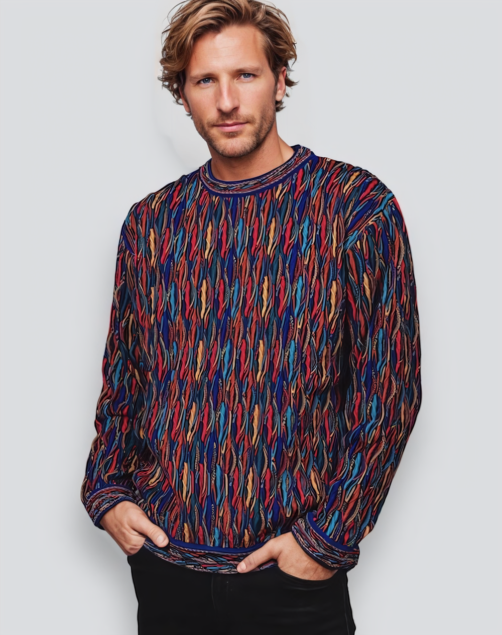 Wave - Bright Sweater Jumper Merino Wool 3D Geccu Knitwear