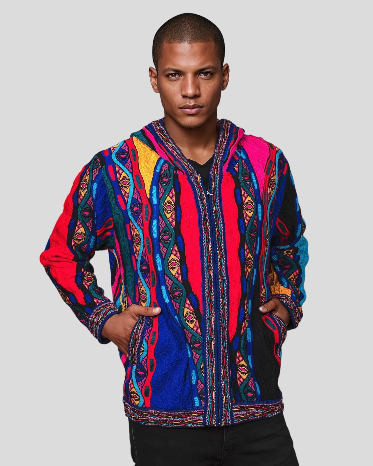Mati - Bright Zip Hood Sweater Jacket Merino Wool 3D Geccu Knitwear