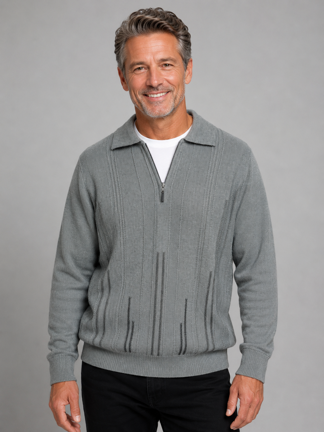 Mens Qtr Zip Jumper - Tradewinds By Ansett - Grey