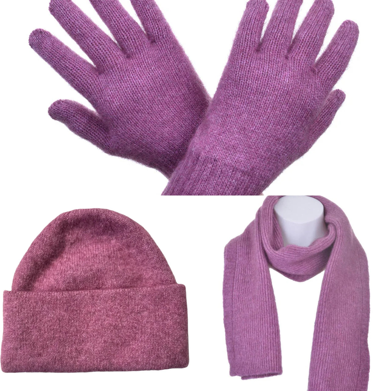 Possum Merino Beanie, Glove & Scarf Set - Heather