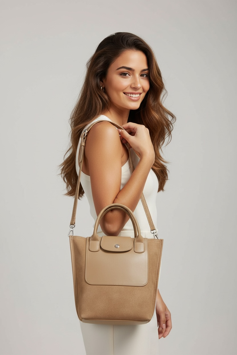 Pia Taupe Vegan Suede Bucket Bag