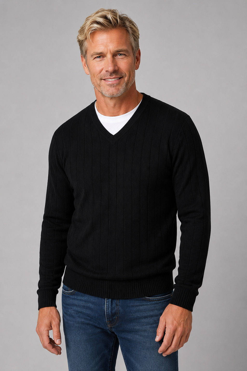 9493 Black V Neck Jumper - Tradewinds By Ansett