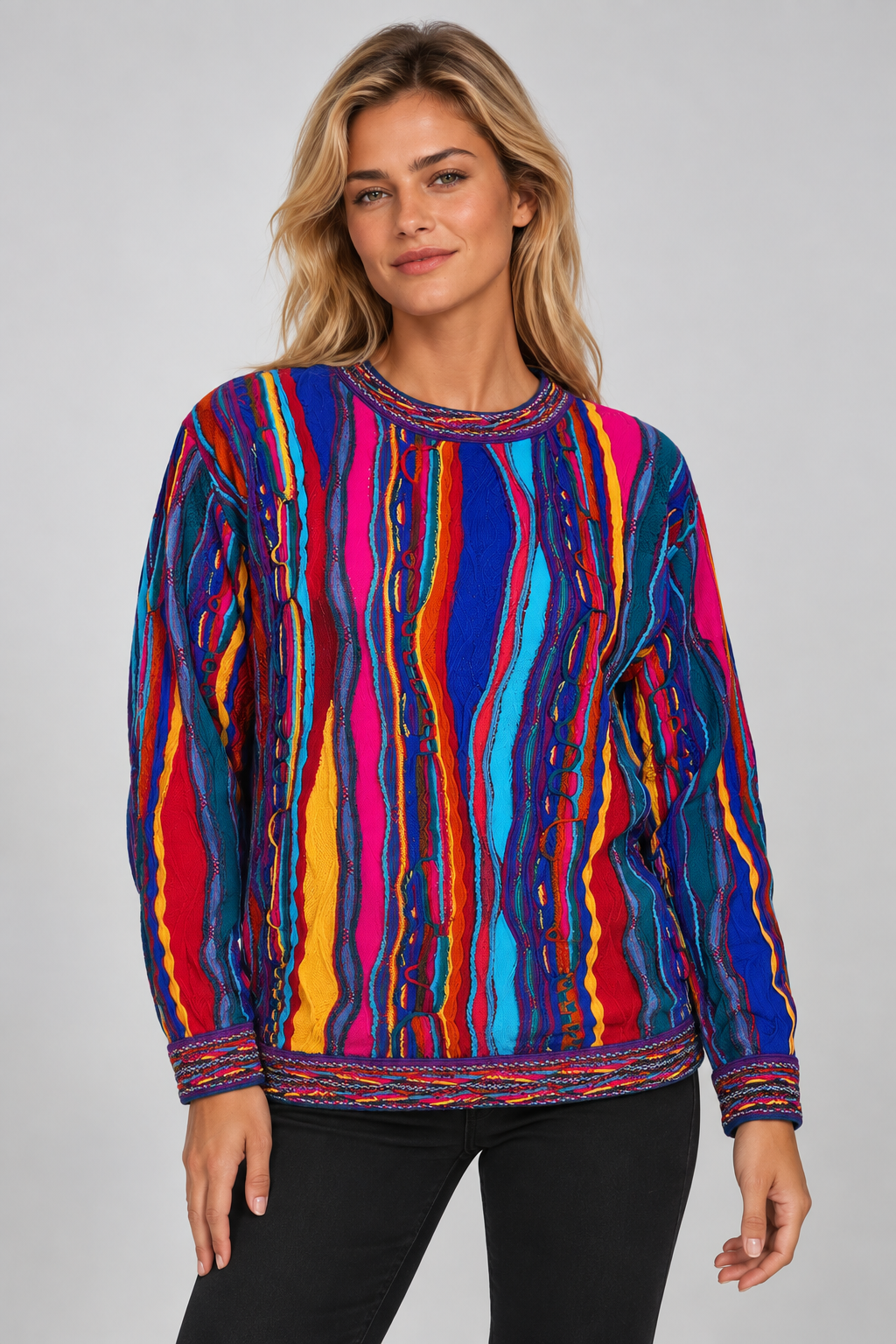 Women’s Colourful Merino Wool Knit Sweater Jumper – Geccu Ocean Bright