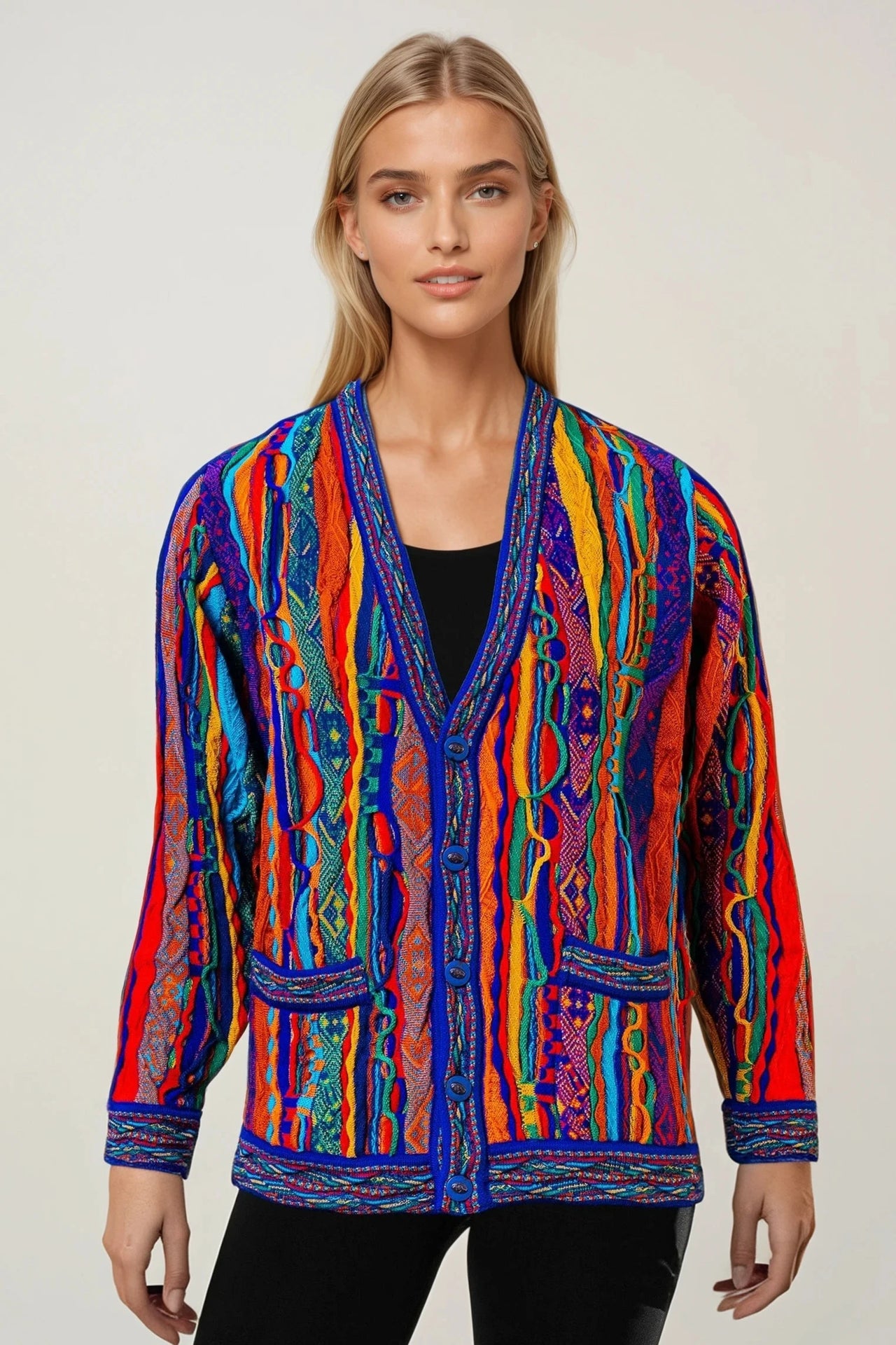 Kanga - Bright V Cardigan Geccu 3D Multi Colour