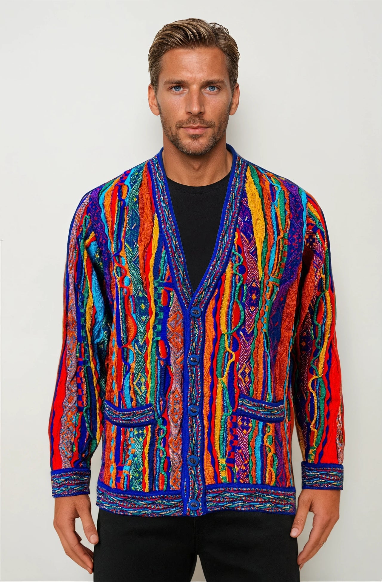 Kanga - Bright V Cardigan Geccu 3D Multi Colour