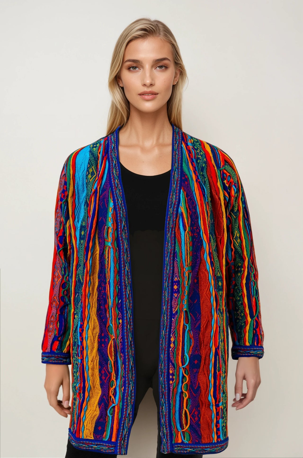 Kanga - Bright Ladies Swing Coat Geccu 3D Multi Colour