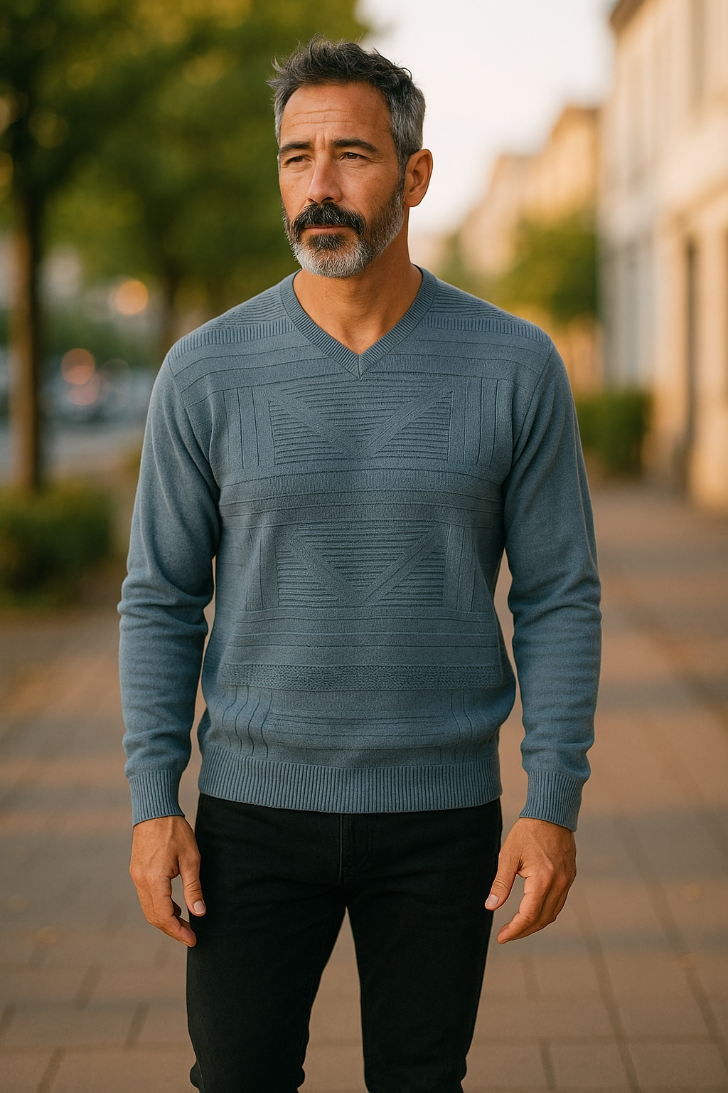 9123 Light Blue V Neck Jumper - Tradewinds By Ansett