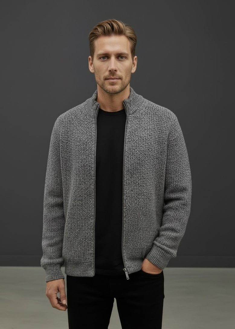 Ansett Men's Wool Zip Jacket - Grey