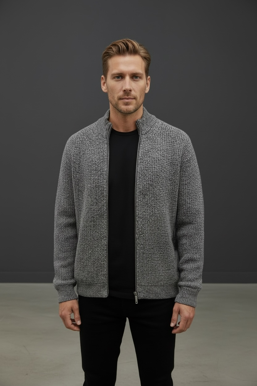 Ansett Men's Wool Zip Jacket - Grey