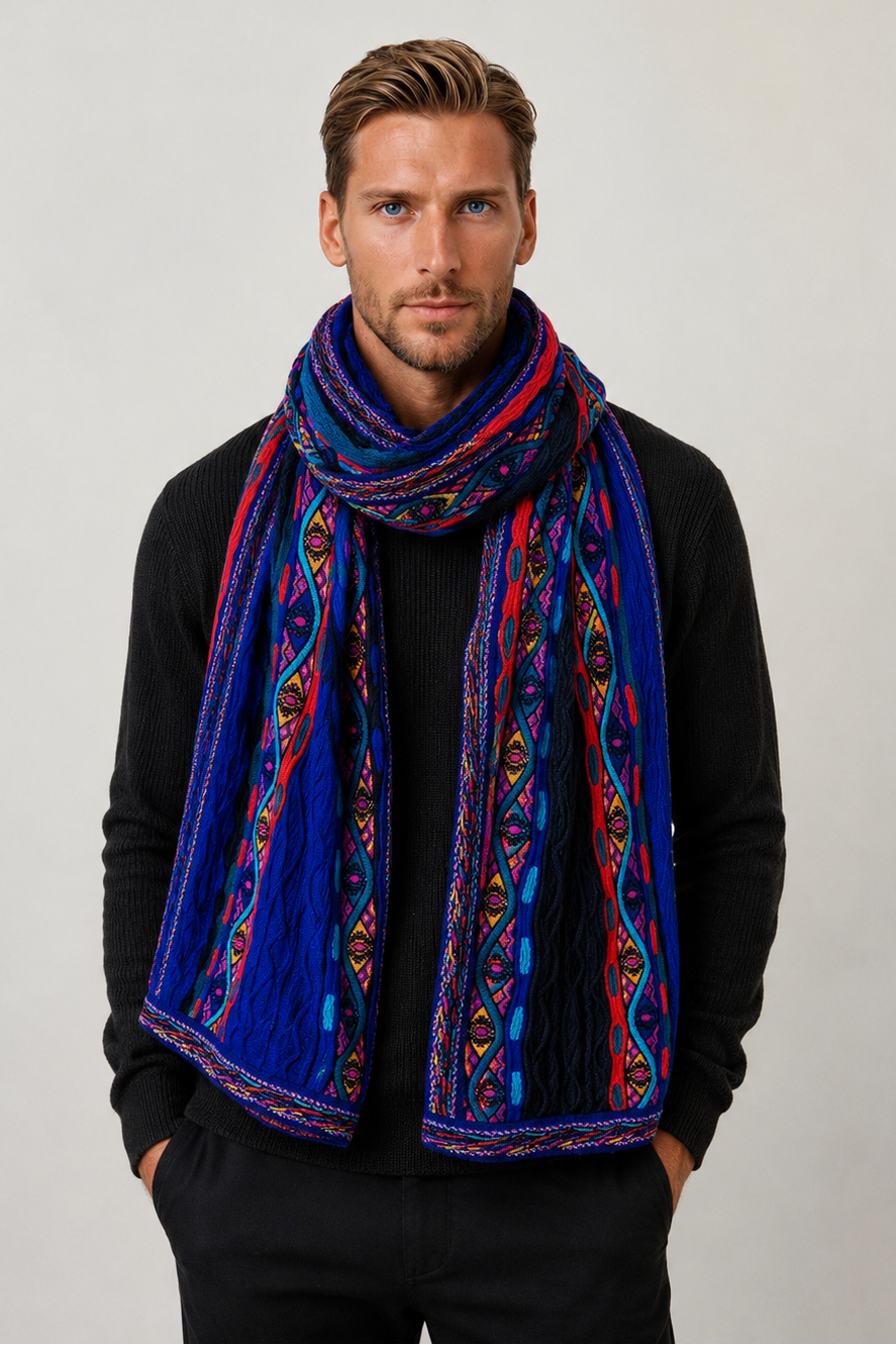 Geccu Men's Colourful Merino Wool Scarf - Mati Bright
