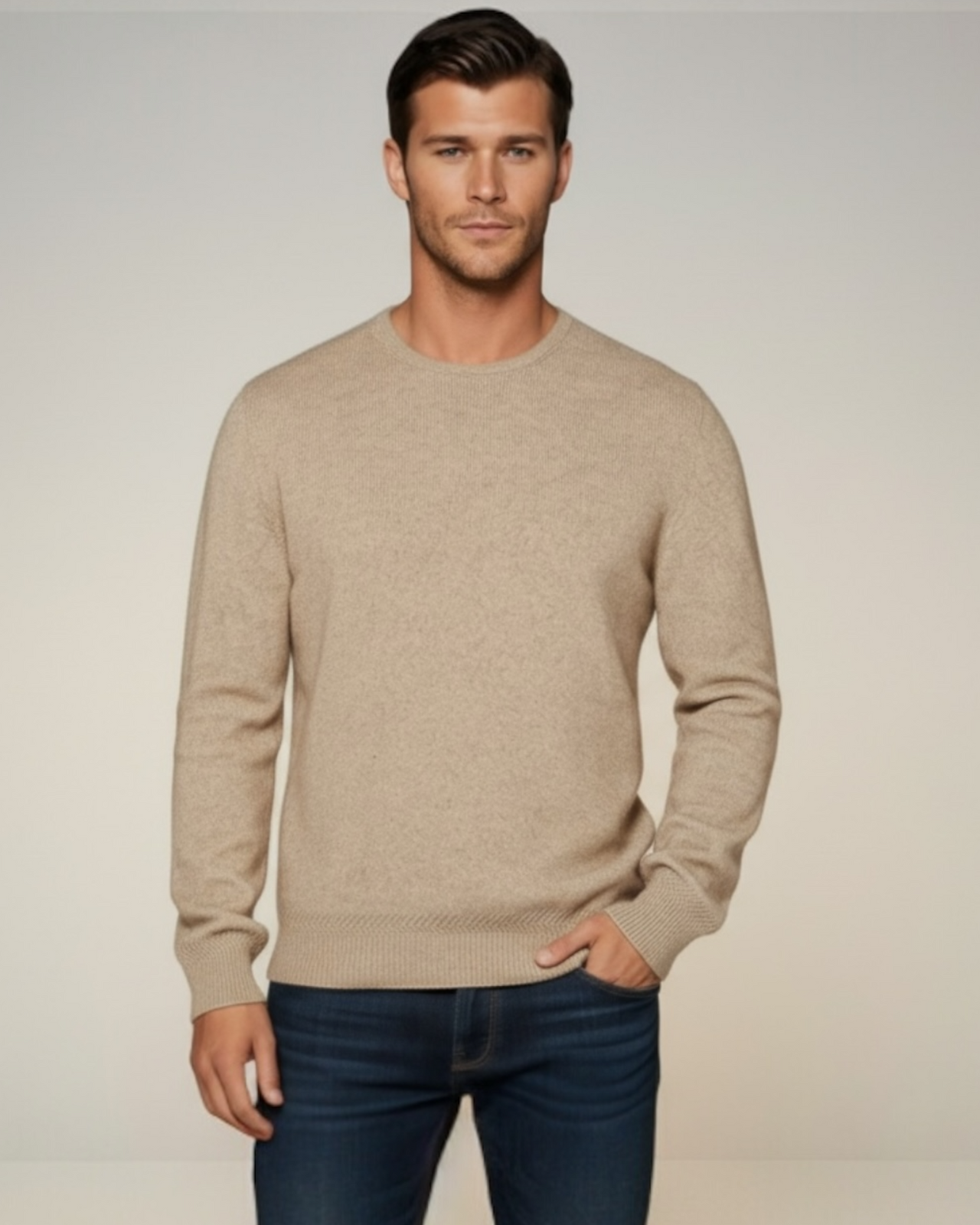 McDonald Men's Possum Merino Silk Crew Neck Sweater - Mocha