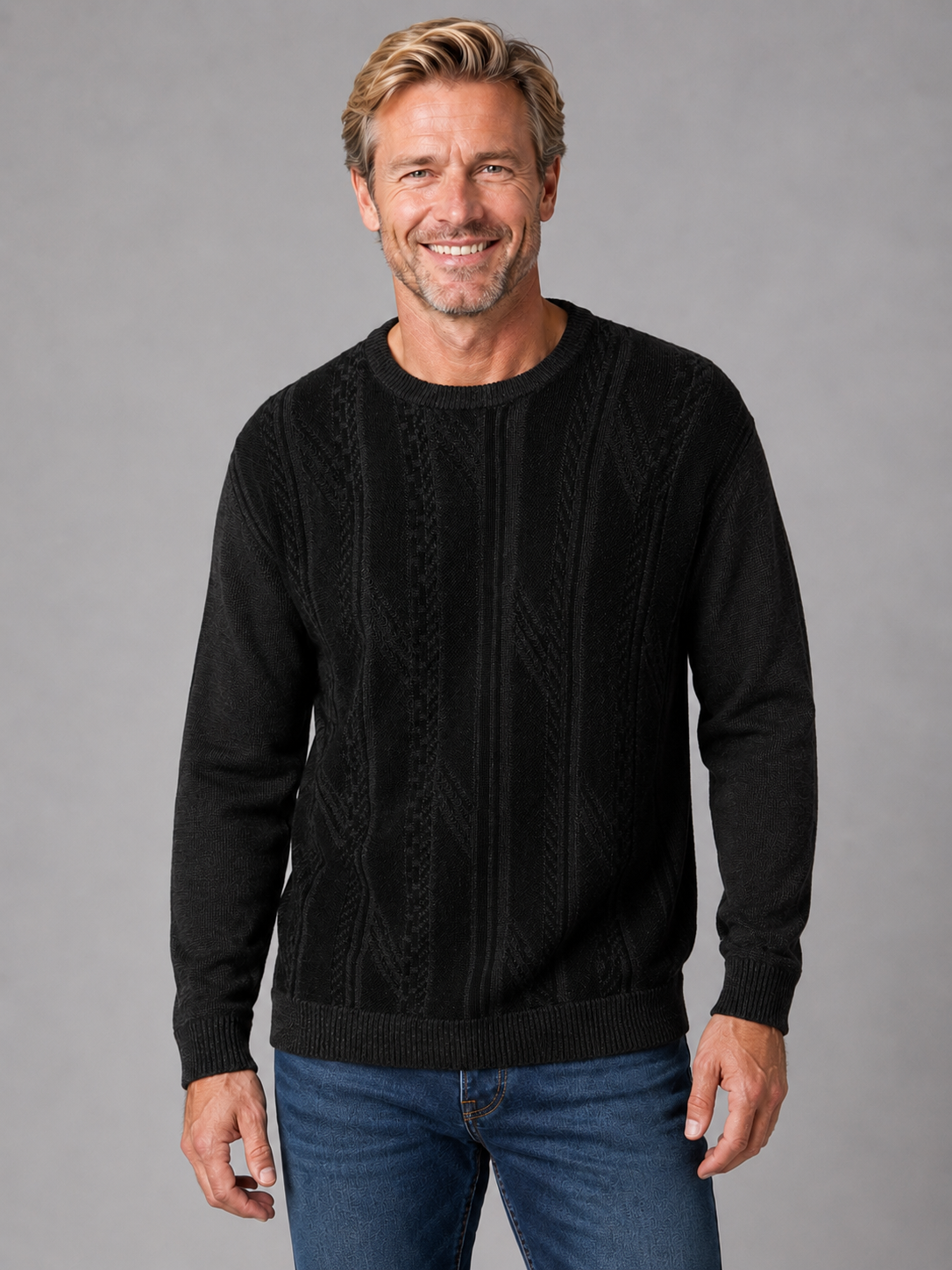 Men’s Crew Neck Jumper - Tradewinds By Ansett - Granite