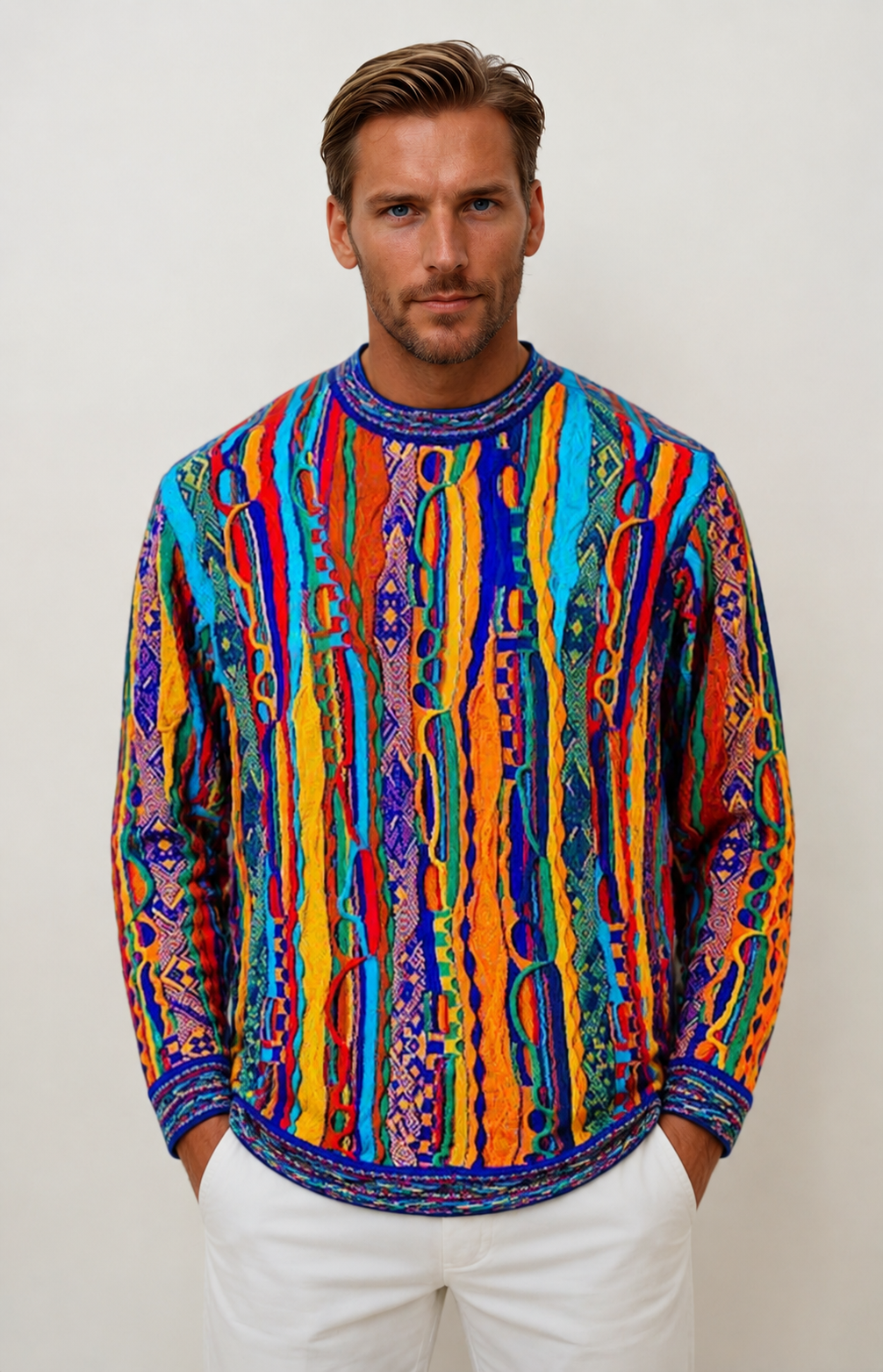 Men’s Colourful Merino Wool Knit Sweater Jumper – Geccu Kanga