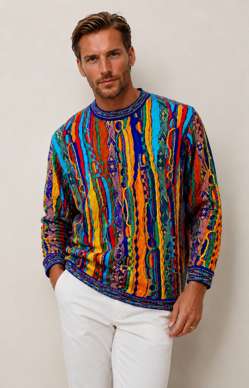 Men’s Colourful Merino Wool Knit Sweater Jumper – Geccu Kanga
