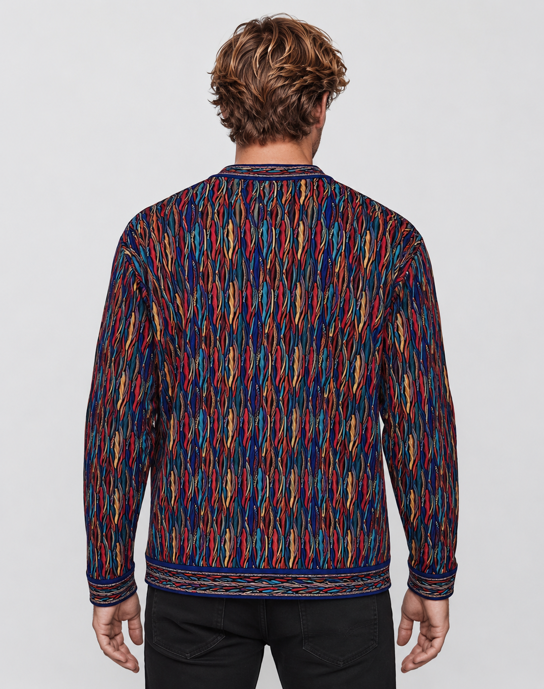 Men’s Colourful Merino Wool Knit Sweater Jumper – Geccu Wave