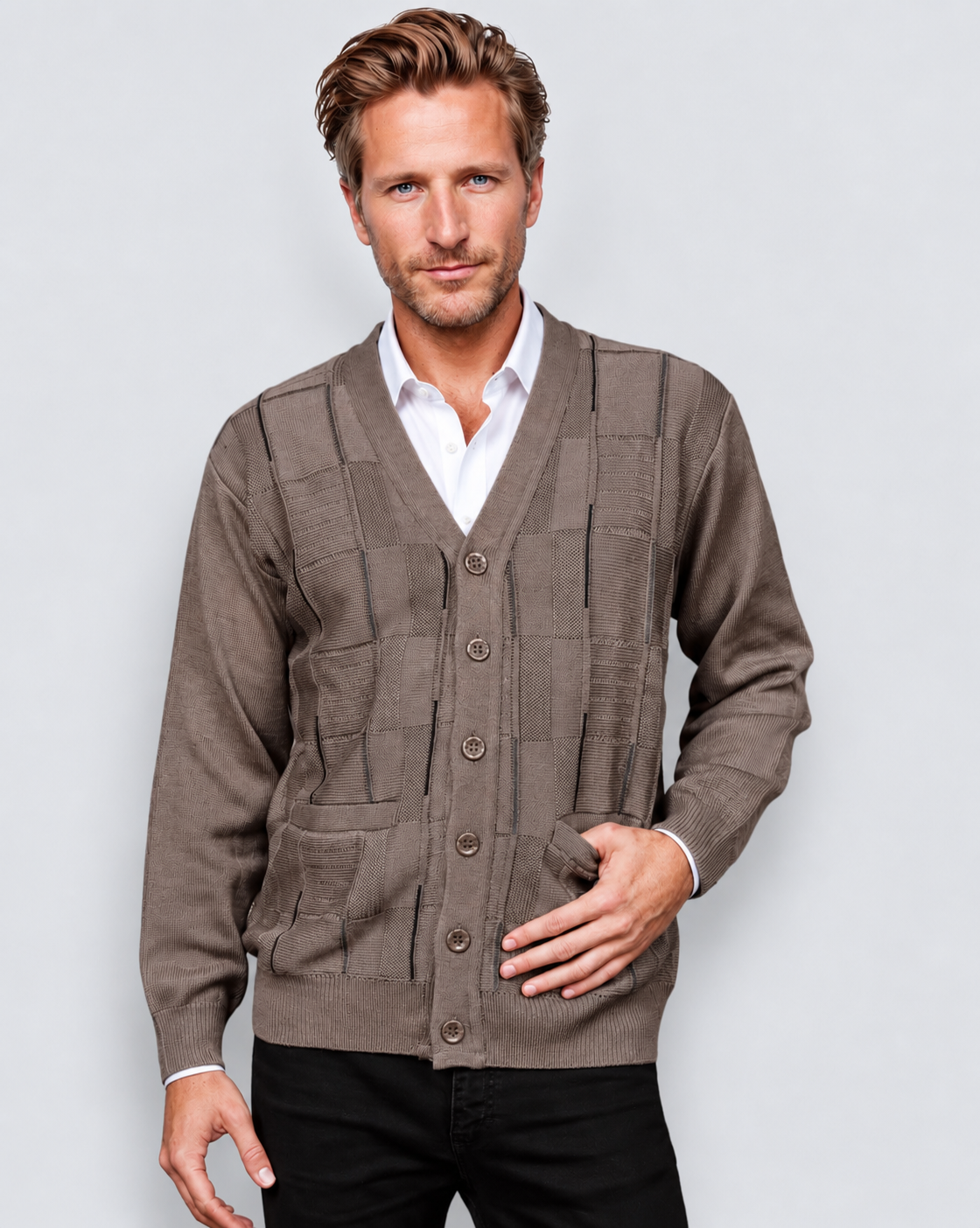 Bark V Neck Cardigan - Tradewinds By Ansett