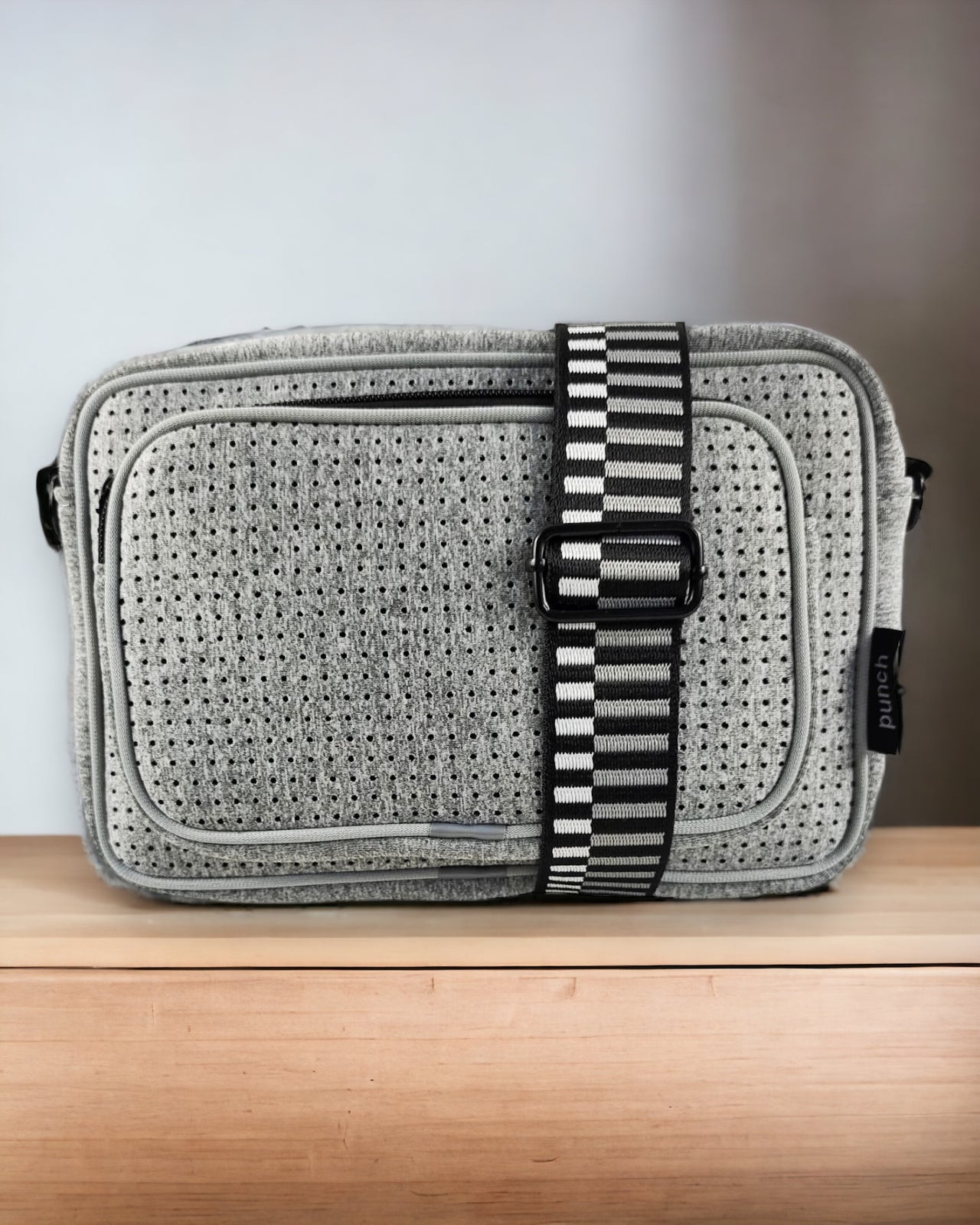 Neoprene Metro Rectangle Shoulder Bag With Front Pocket - Marl Grey