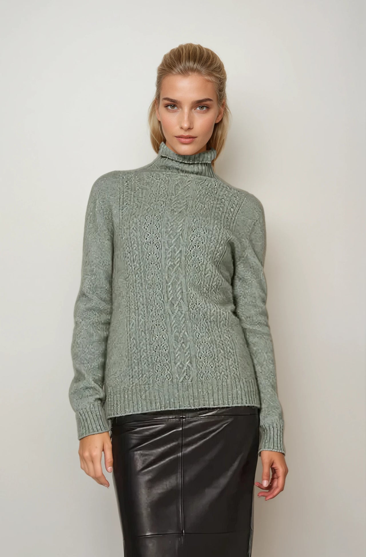 Mint - Possum Fur Polo Neck Jumper Possum Merino