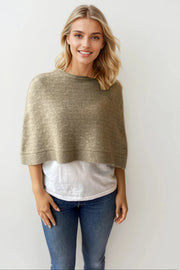 Mocha Float Stitch Poncho Possum Merino