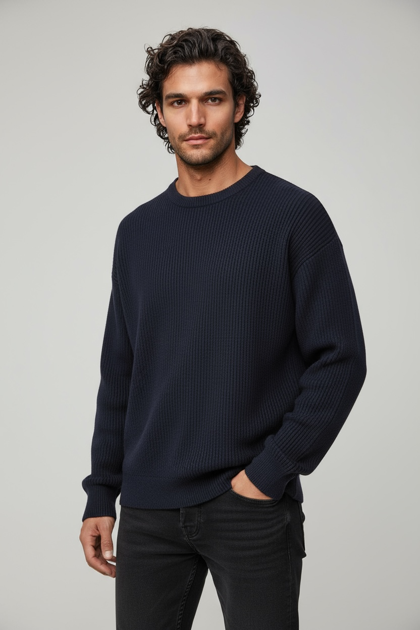 Navy Fisherman Rib Jumper - Tradewinds By Ansett