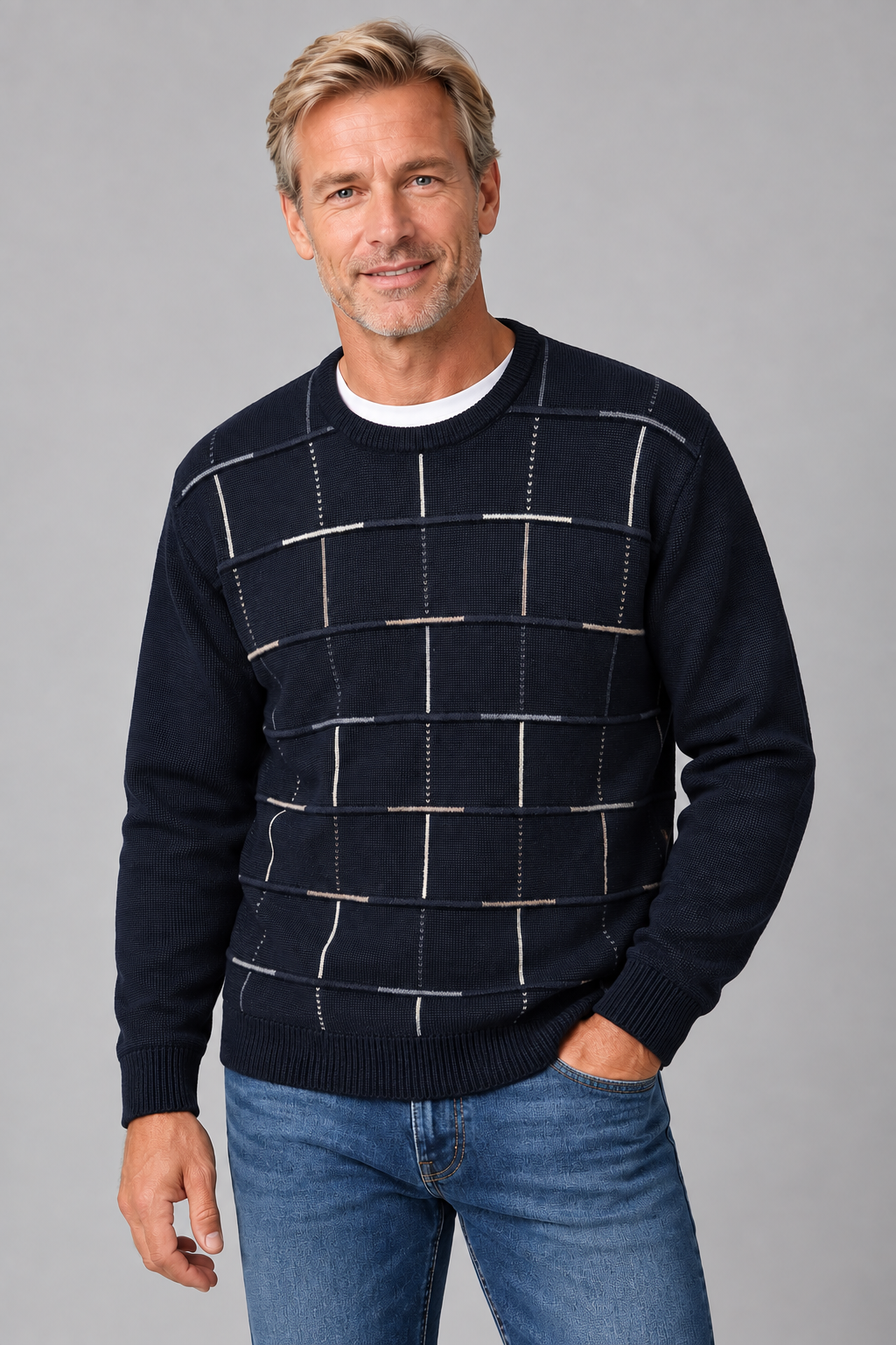 Ansett Mens Crew Neck Jumper - Tradewinds By Ansett - Navy