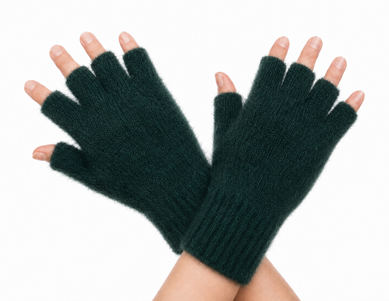 Forest Green Possum Merino and Silk Fingerless Gloves