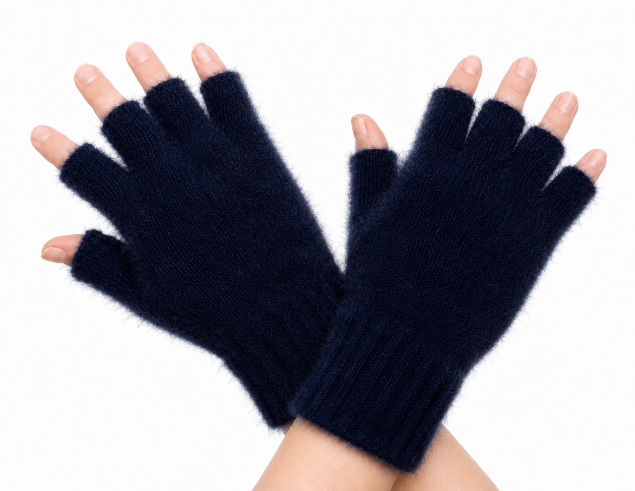 Navy Blue Possum Merino and Silk Fingerless Gloves