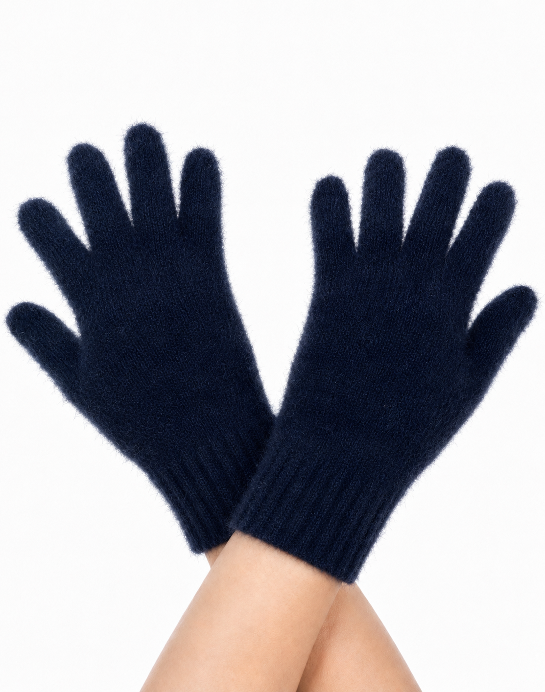 Navy Blue Possum Merino and Silk Full Finger Gloves