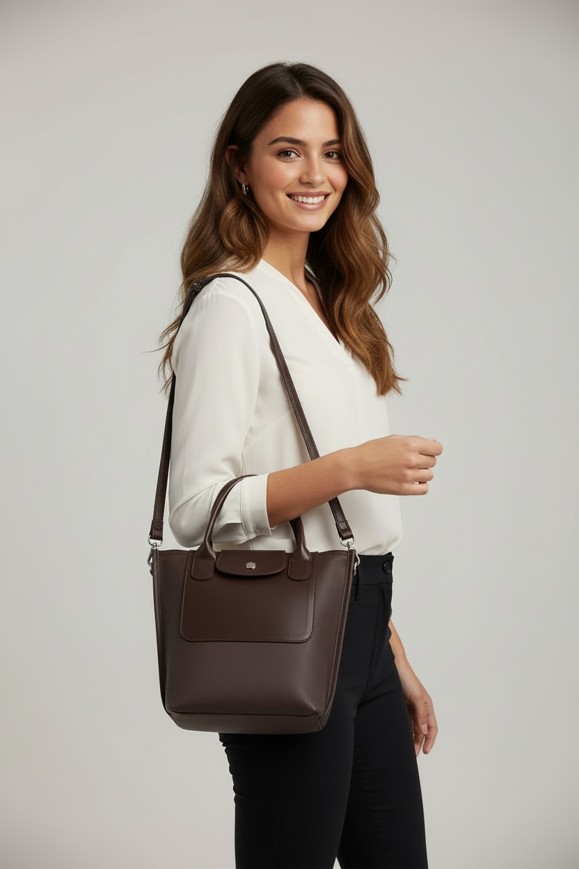 Pia Chocolate Vegan Suede Bucket Bag