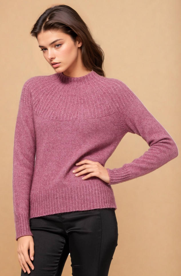 Heather McDonald Possum Merino Yoke Neck Cable Jumper