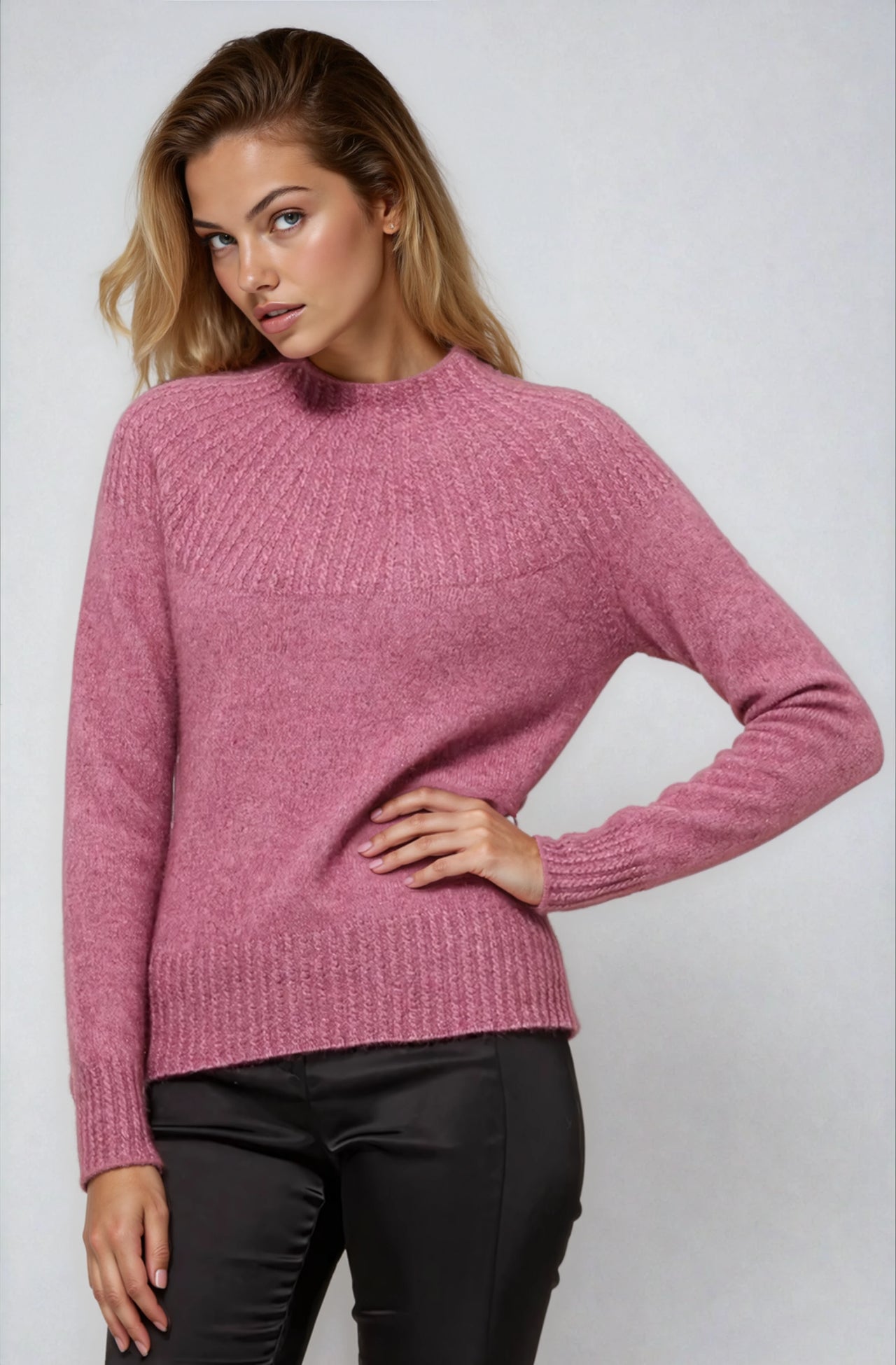 Heather McDonald Possum Merino Yoke Neck Cable Jumper