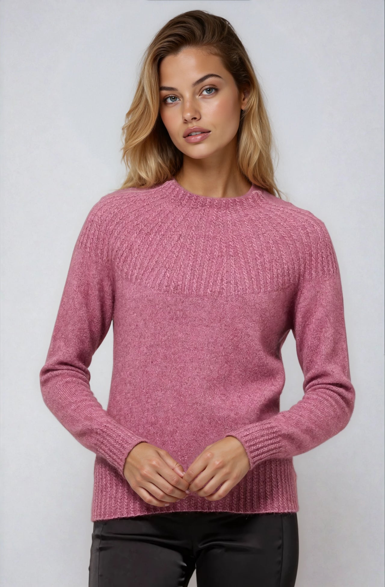 Heather McDonald Possum Merino Yoke Neck Cable Jumper