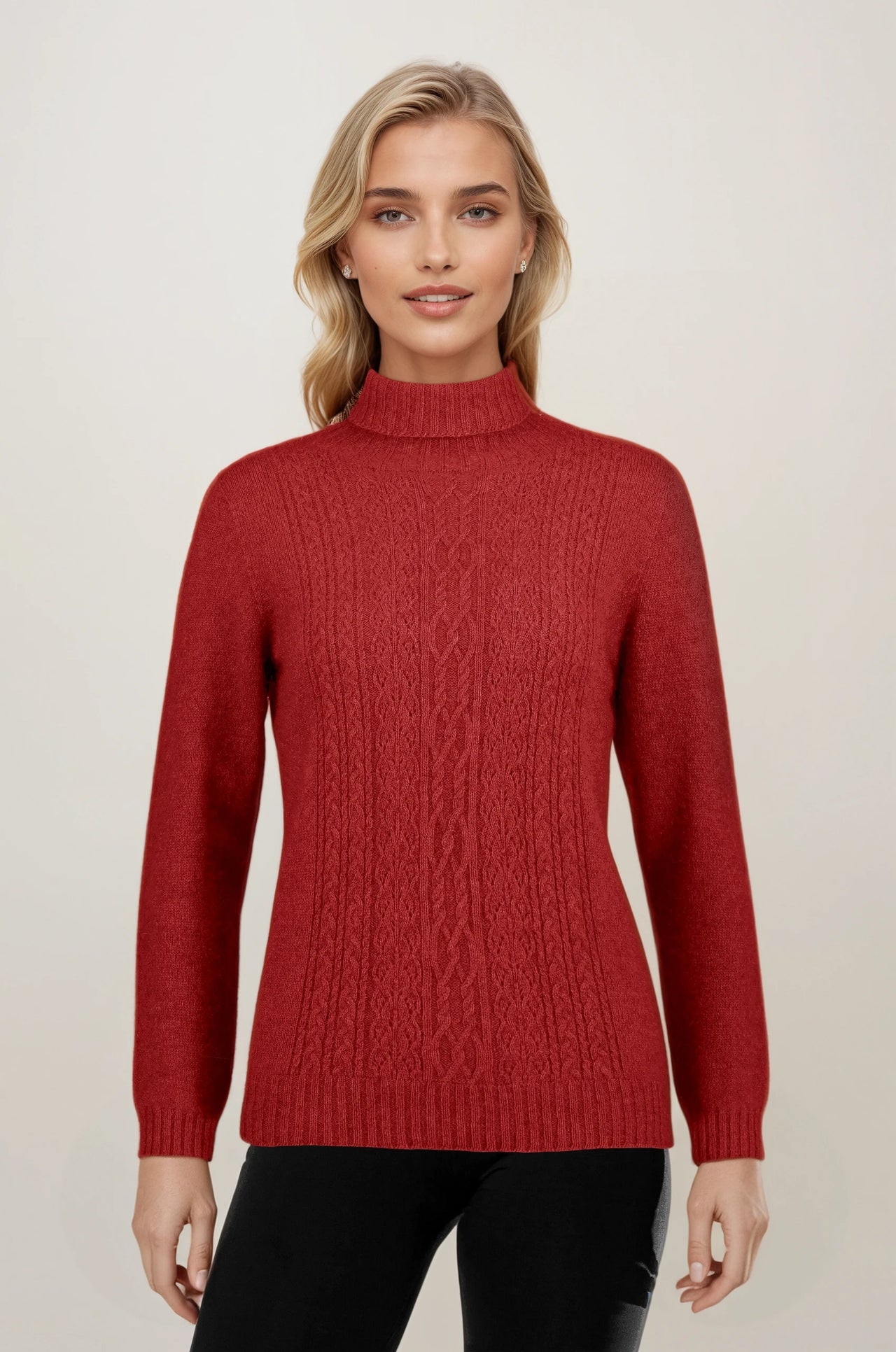 Red - Possum Fur Polo Neck Jumper Possum Merino