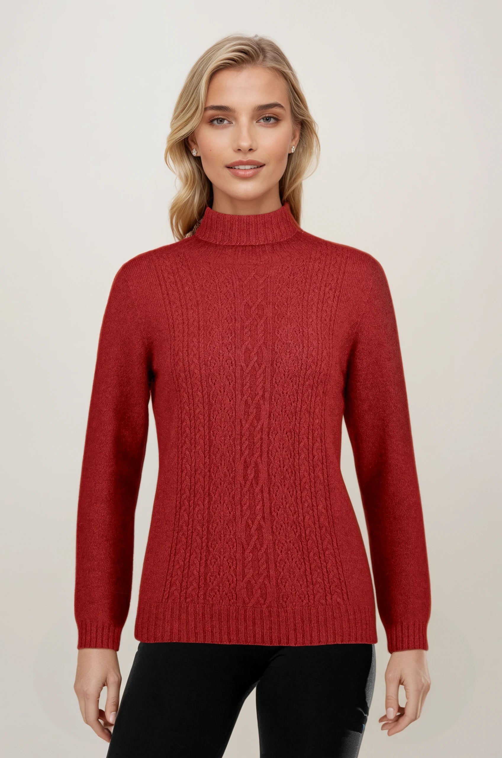 Red - Possum Fur Polo Neck Jumper Possum Merino