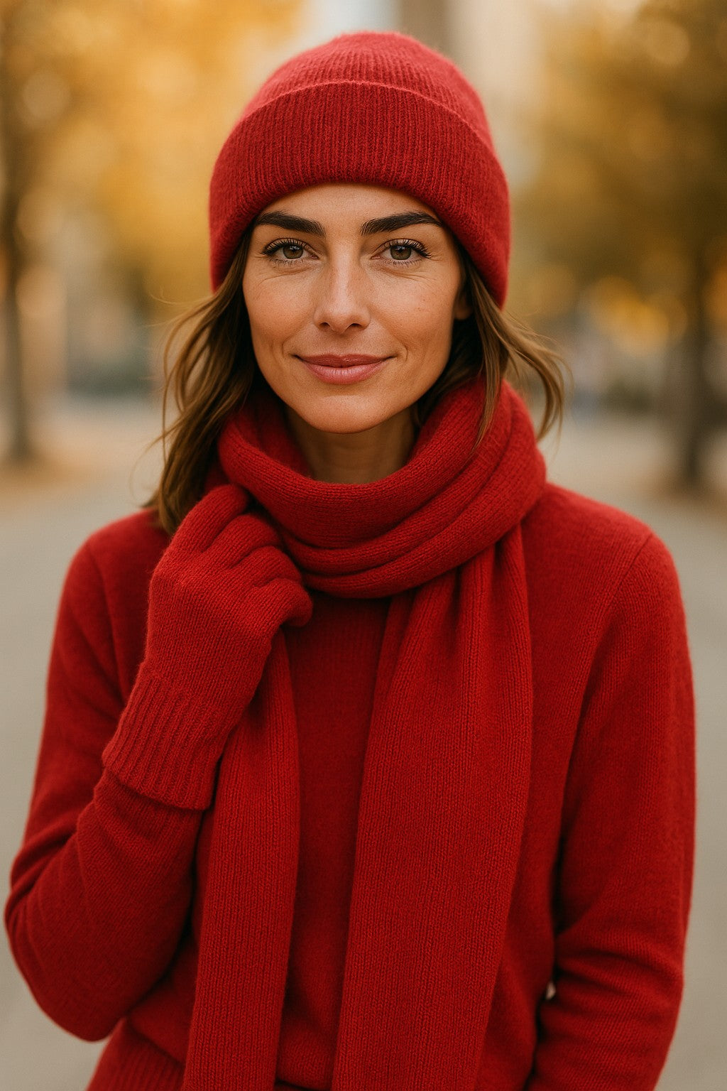 Possum Merino Beanie, Glove & Scarf Set - Red