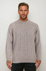 Sable Cable Crew Neck Jumper Ansett Plain Knitwear