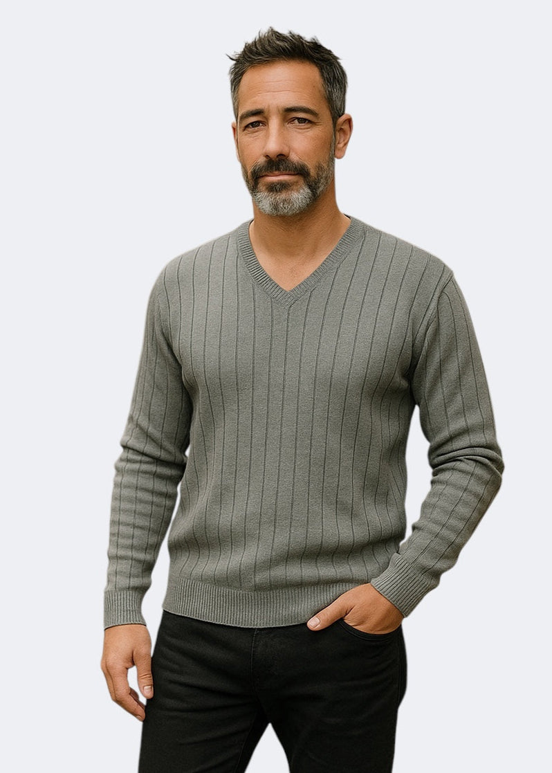 9497 Shale Grey V Neck Jumper - Tradewinds By Ansett