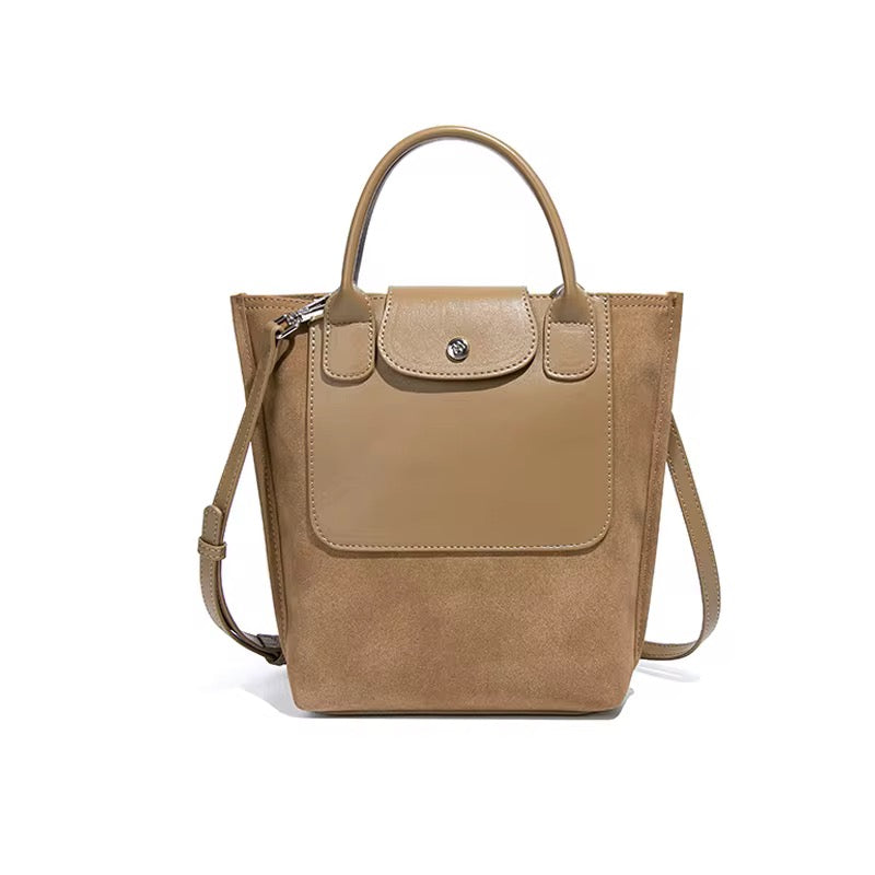 Pia Taupe Vegan Suede Bucket Bag